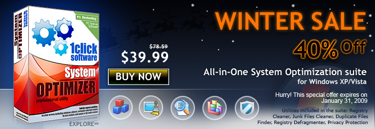 System Optimizer suit - All-in-One System Tune Up Utilities set. Christmas Sale. Save 50%.
